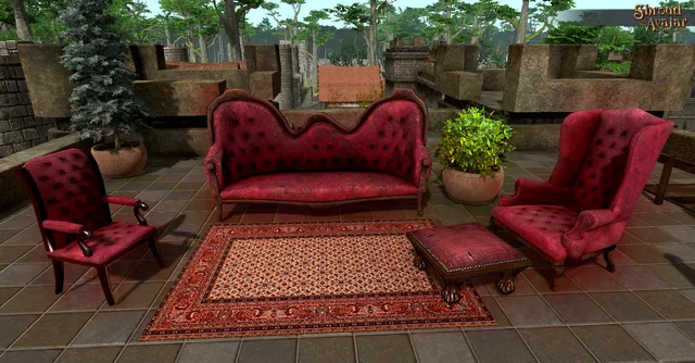 Vintage Red Velvet with Nailheads Furniture Set