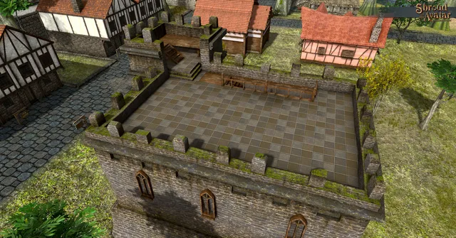 Stone Two-Story Keep w/ Corner Turret (Village Home)