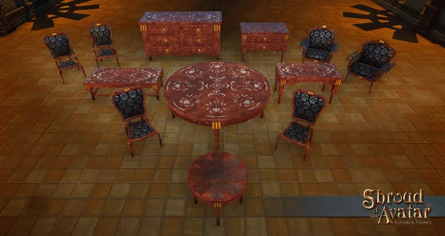 Burled Wood Antique Furniture Set
