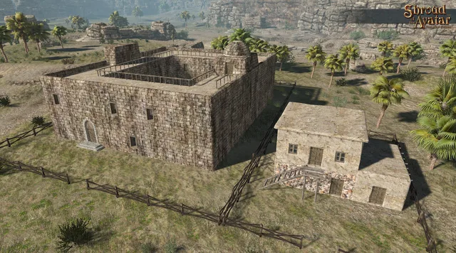 Adobe Brick Two-Story Keep w/ Courtyard (City Home)