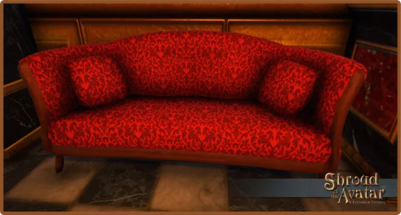Fine Red Upholstered Barrel Sofa
