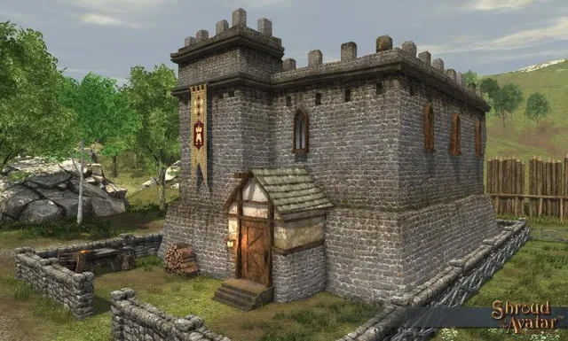 Stone Two-Story Keep w/ Corner Turret (Village Home)